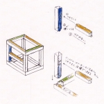 角パイプのはめ込み（ホゾ加工）